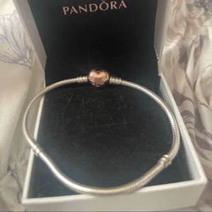 Pandora Silver w Rose Gold heart